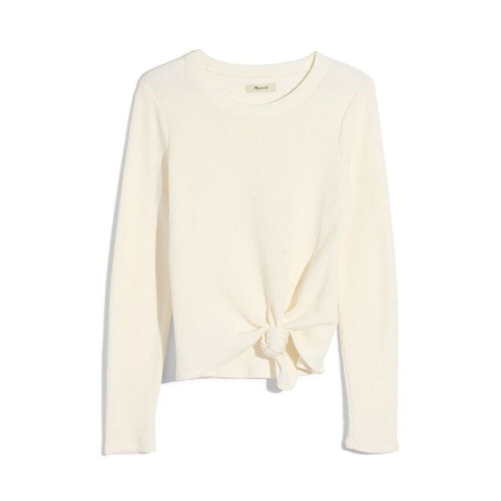 NWOT Madewell Elwood Knot Front Top Cream Ribbed Size Small